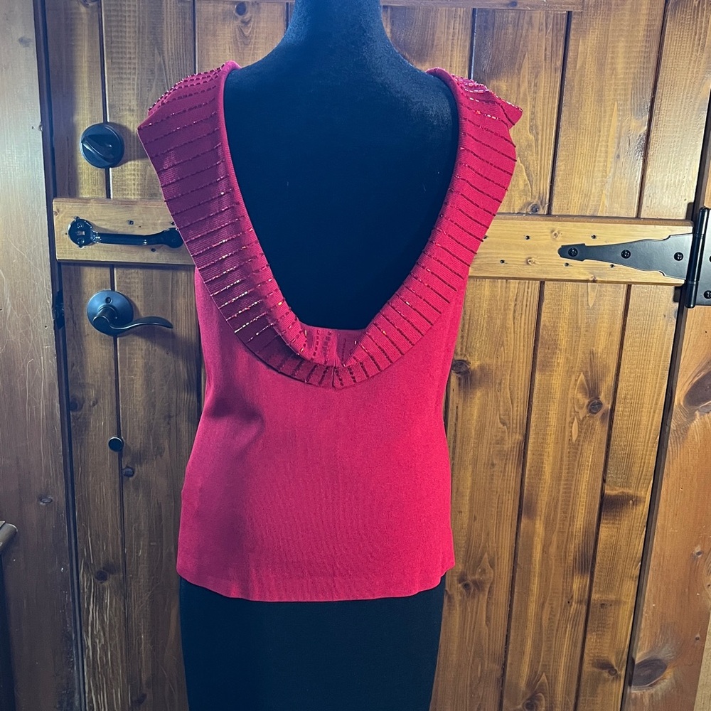 Michelle Nicole size Medium red sleeveless top embellished with red beads